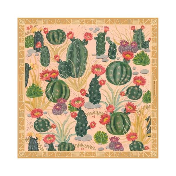 Matty Miller Studio 100% Silk Scarf: Cactus Garden - Desert Botanical Pattern