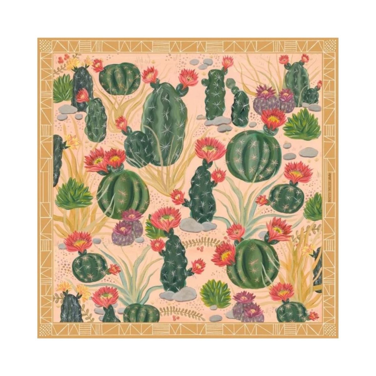 Matty Miller Studio 100% Silk Scarf: Cactus Garden - Desert Botanical Pattern - Image 10 of 11