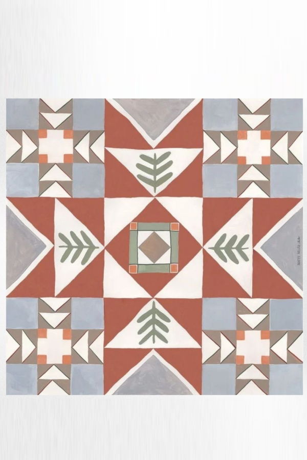 Matty Miller Studio 100% Silk Heirloom Folk Quilt Pattern Scarf