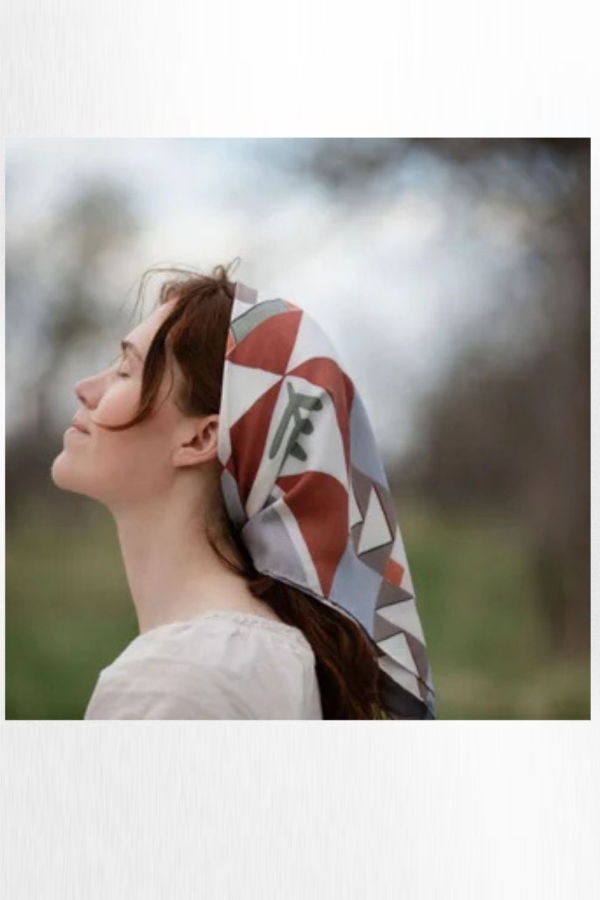 Matty Miller Studio 100% Silk Heirloom Folk Quilt Pattern Scarf
