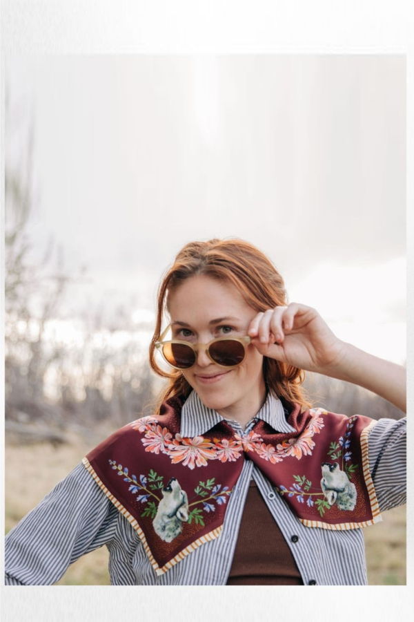 Matty Miller Studio 100% Silk Scarf: Lupine - Wolf Wildflower Pattern