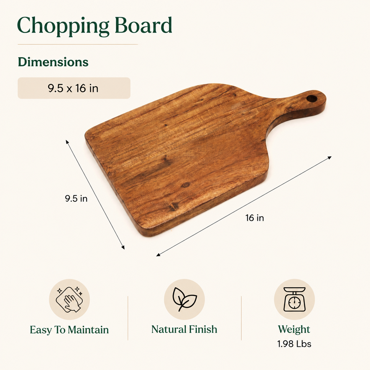 Expo Bazaar Acacia Wood Cutting Board with Handle - Image 4 of 8