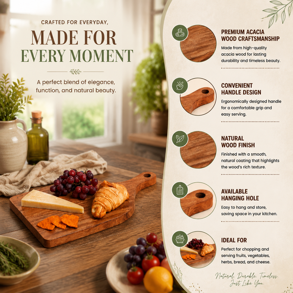 Expo Bazaar Acacia Wood Cutting Board with Handle
