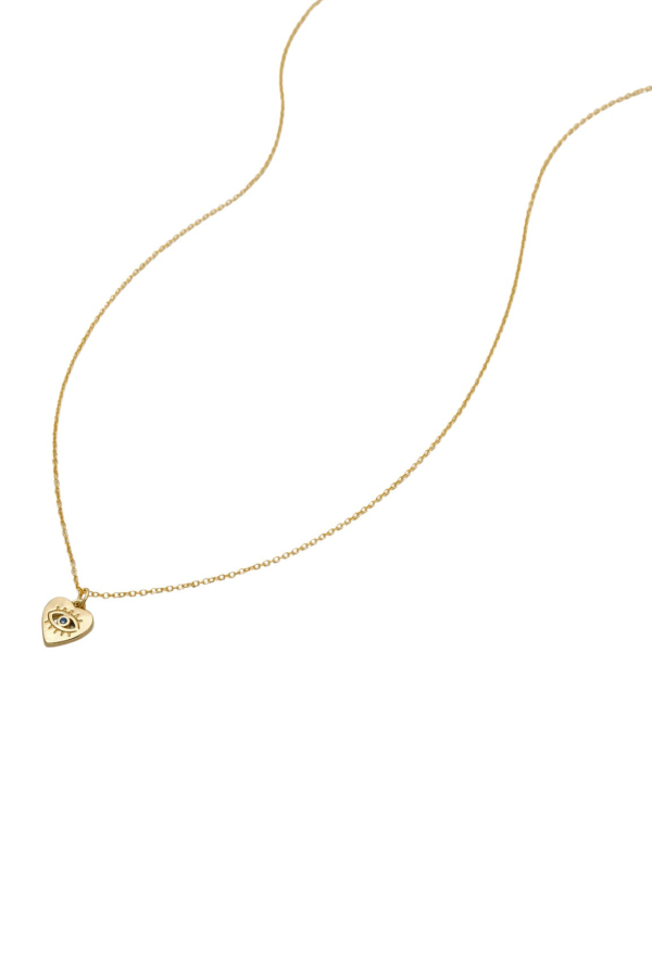 Katie Dean Jewelry Mini Evil Eye Heart Necklace - Gold