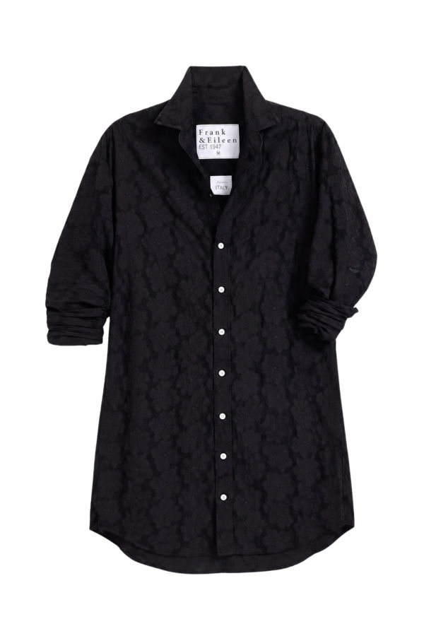 Frank & Eileen Mary Classic Shirtdress - Textured Black Flowers