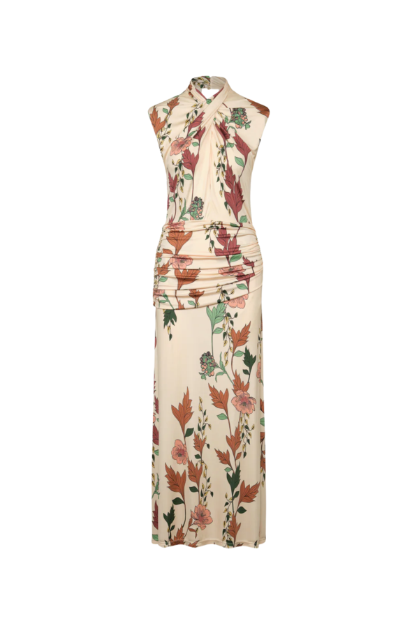 JOHANNA ORTIZ Hibiscus Compass Ankle Dress - Ecru/Multicolor