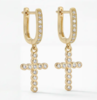 JOY DRAVECKY JEWELRY Frankie Cross Huggies Earrings - Thumbnail 1
