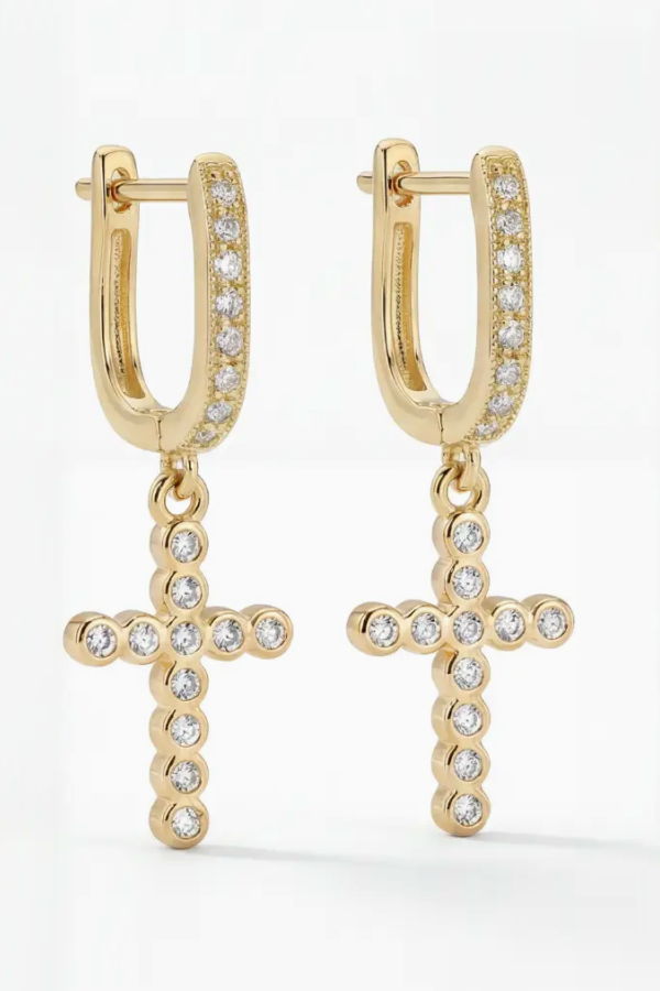 JOY DRAVECKY JEWELRY Frankie Cross Huggies Earrings