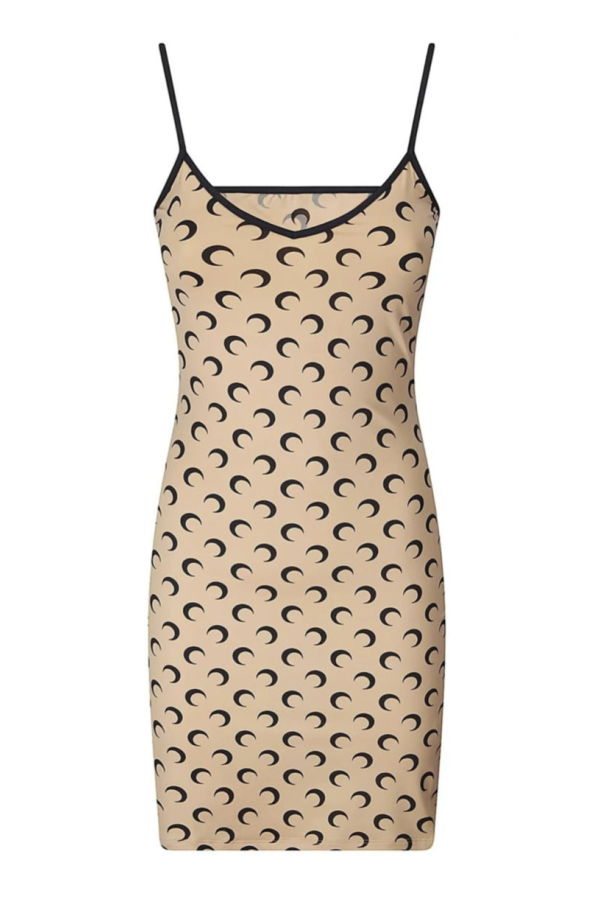 MARINE SERRE Moon Printed Jersey Straps Mini Dress - Tan