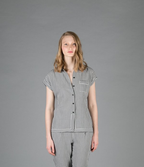Creatures of Comfort Ophelia Gingham Top - BLACK Creatures of Comfort Ophelia Gingham Top - BLACK