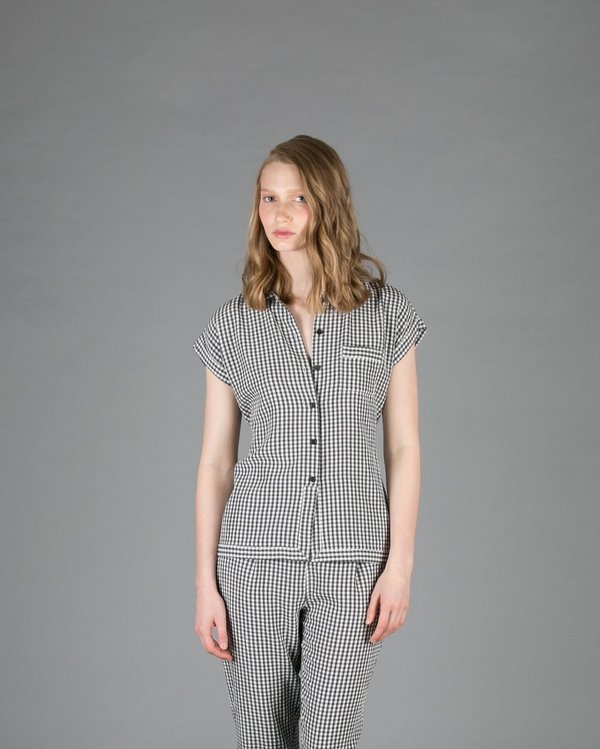 Creatures of Comfort Ophelia Gingham Top - BLACK Creatures of Comfort Ophelia Gingham Top - BLACK