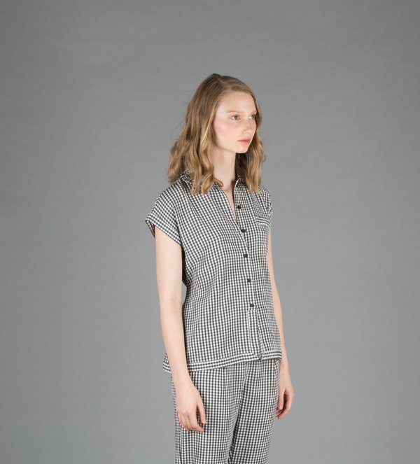 Creatures of Comfort Ophelia Gingham Top - BLACK Creatures of Comfort Ophelia Gingham Top - BLACK