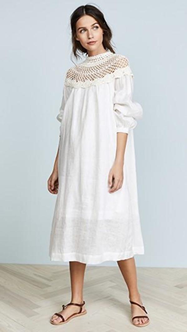 crochet collar dress Dawn V-neck Collared Crochet Maxi Dress