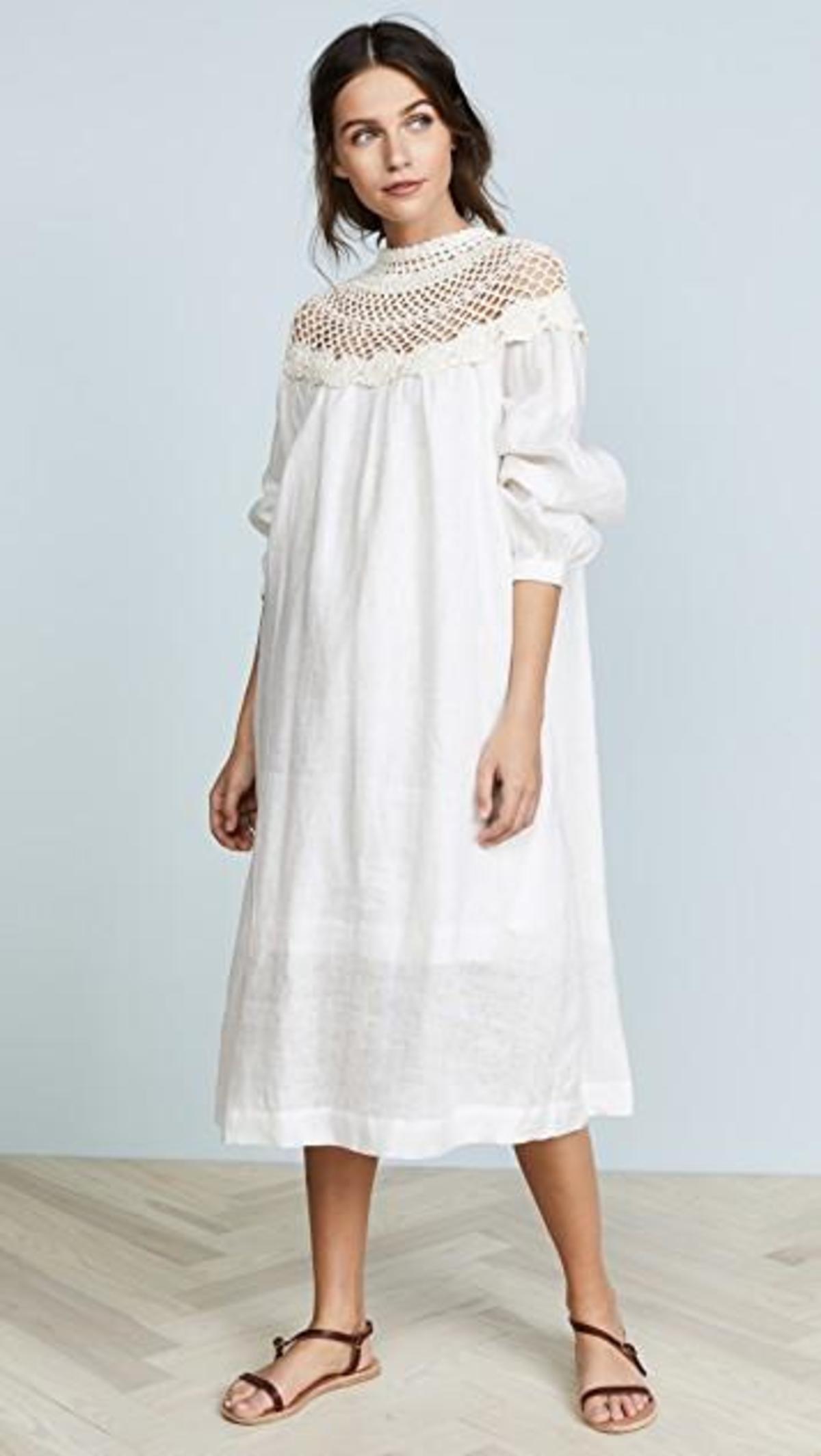 Innika Choo Crochet Collar Dress - Sand | Garmentory