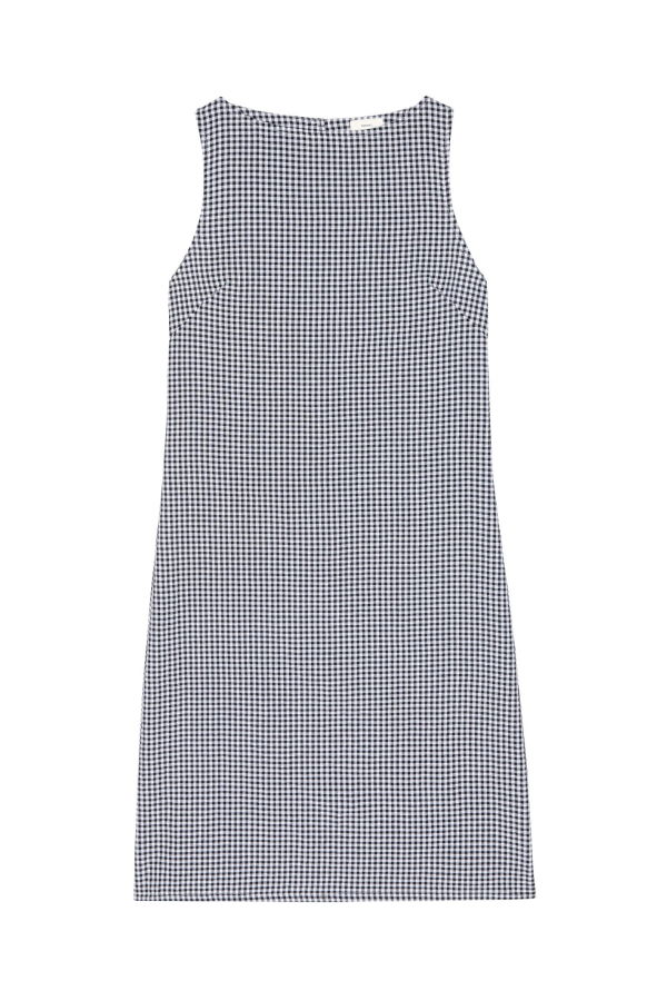Donni. The Cotton Gingham Boatneck Dress - Jet