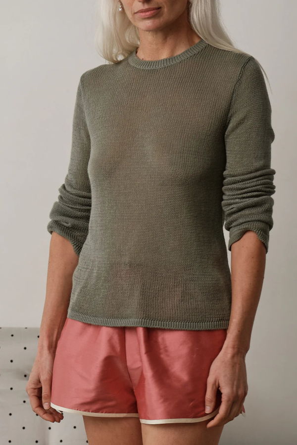 Donni. The Knit Long Sleeve Top - Dill
