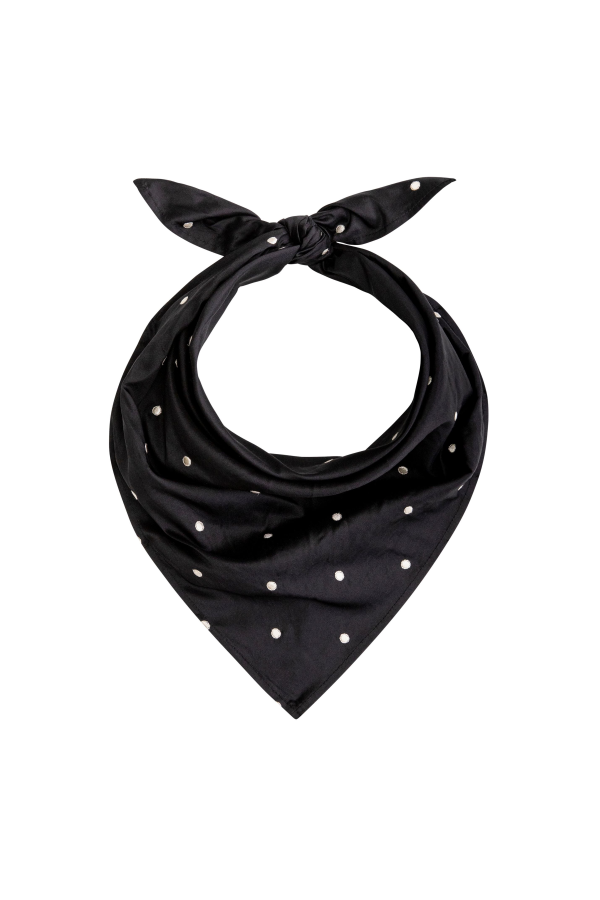Donni. Taffeta Headscarf - Jet with Creme Polka Dots