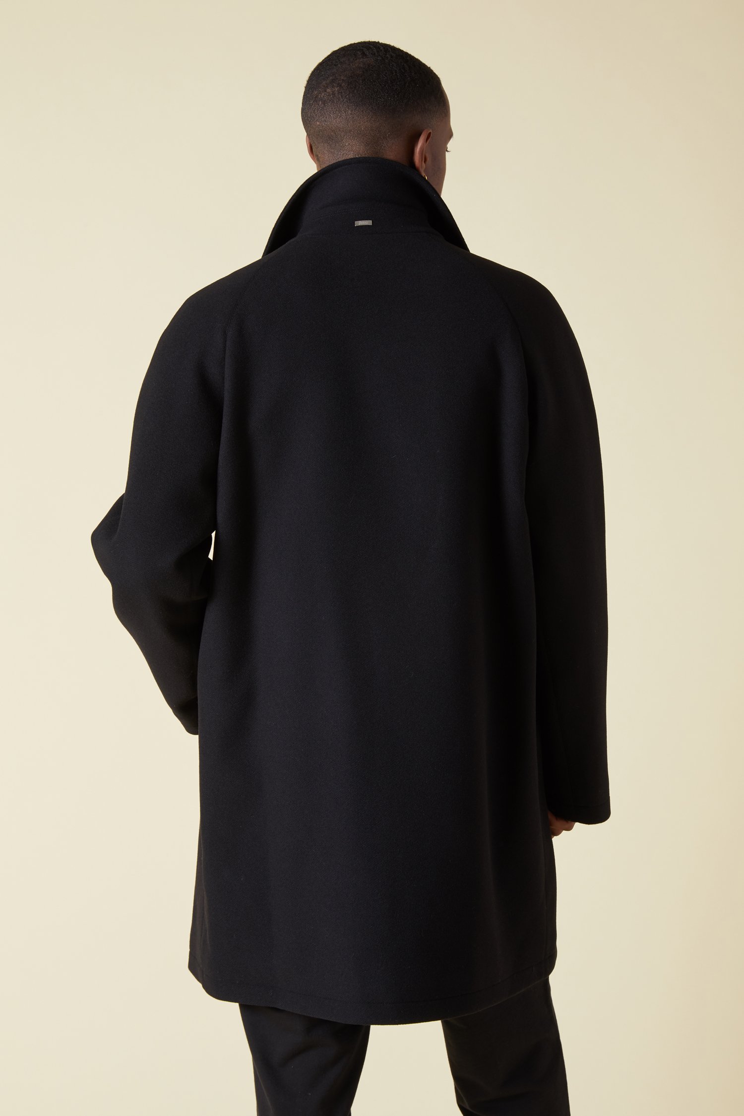 Herno Wool Insulated Raglan Coat Black Garmentory