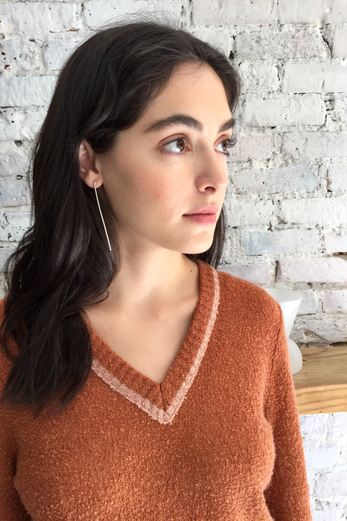 KATHLEEN WHITAKER SNAKE CHAIN EARRING - SILVER  - Image 2 of 3