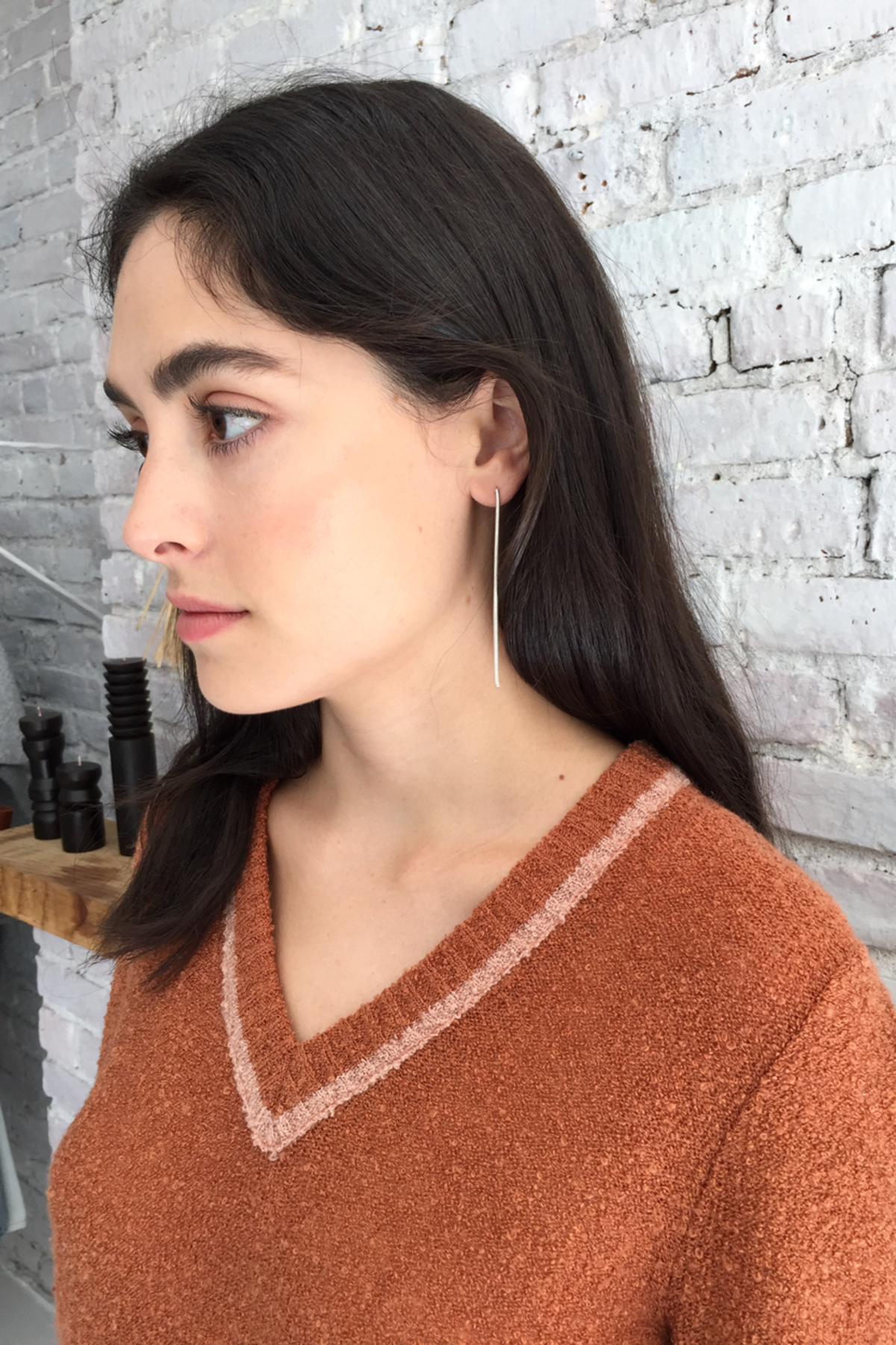 KATHLEEN WHITAKER SNAKE CHAIN EARRING - SILVER  - Image 3 of 3