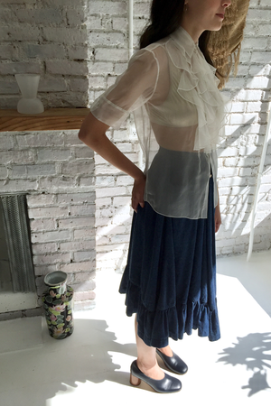 VINTAGE RALPH LAUREN SHEER RUFFLE TOP - WHITE | Garmentory