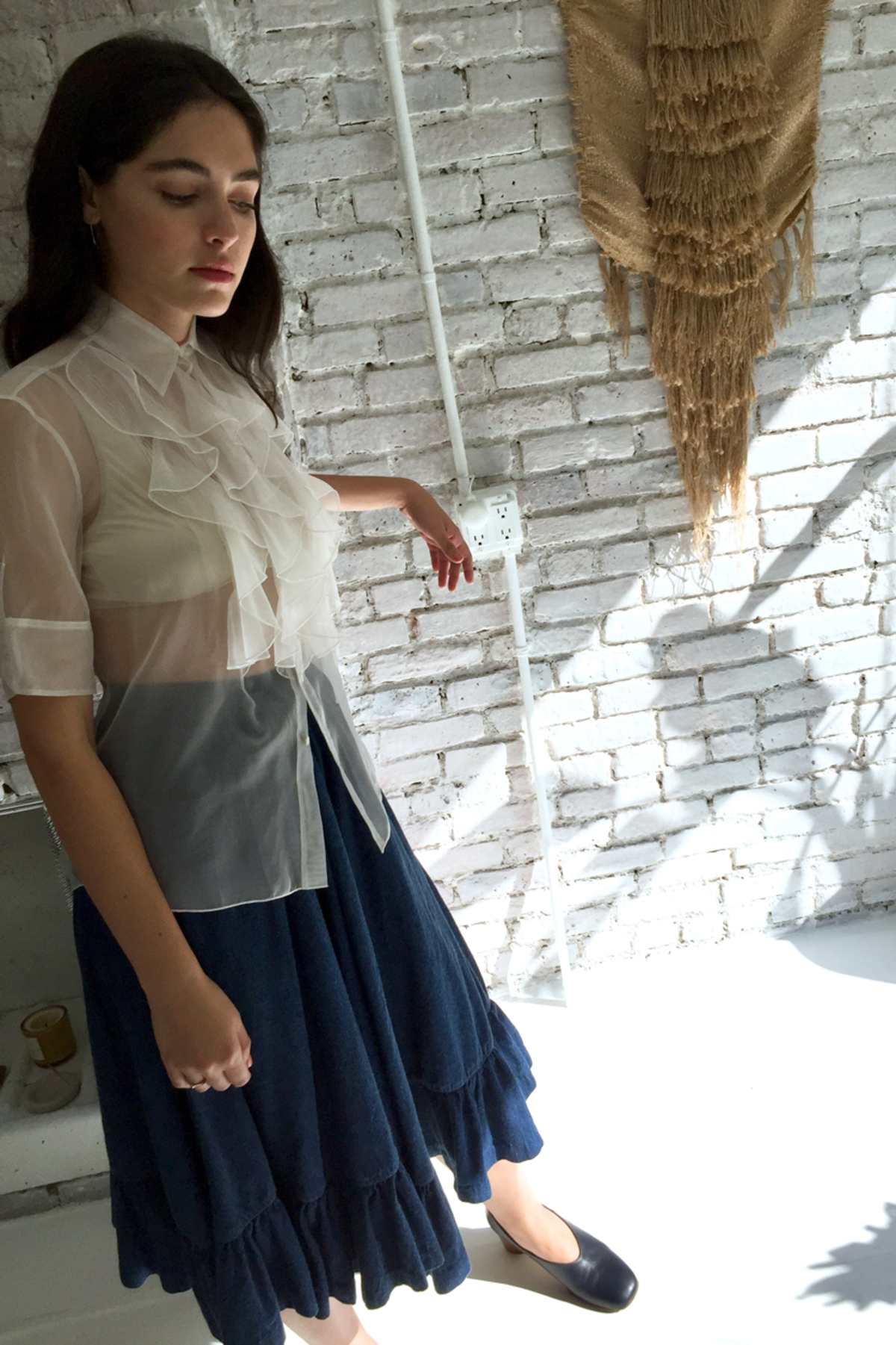 VINTAGE RALPH LAUREN SHEER RUFFLE TOP - WHITE | Garmentory