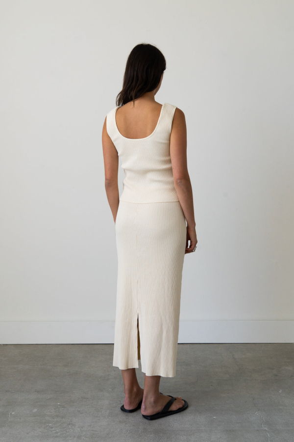 Waltz Ribbed Knit Midi Skirt