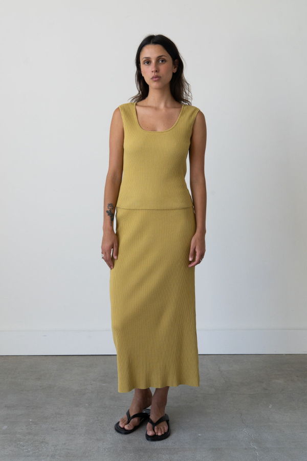Waltz Ribbed Knit Midi Skirt