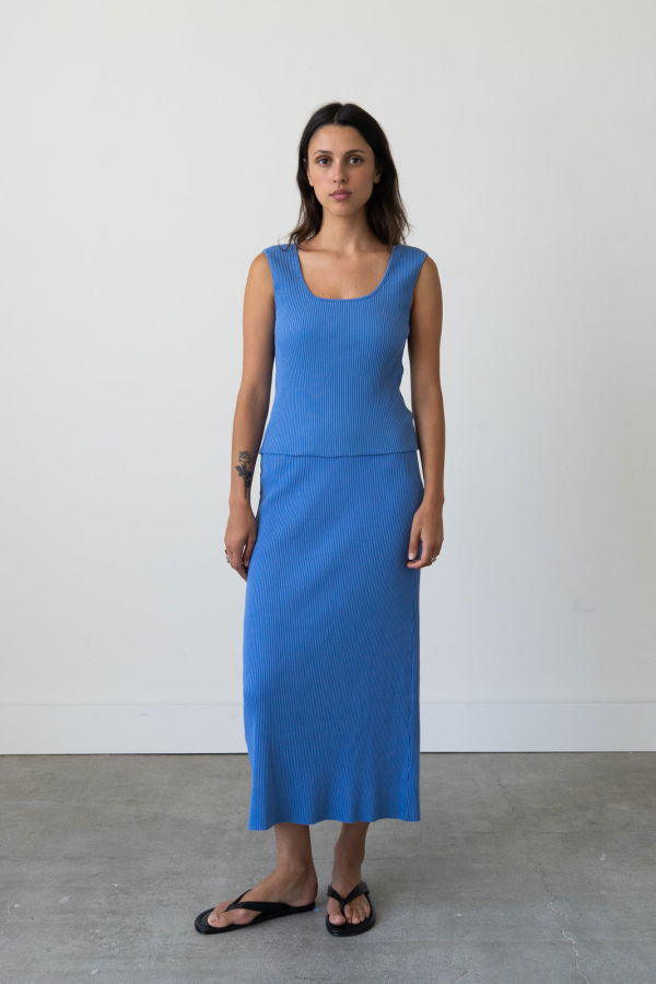 Waltz Ribbed Knit Midi Skirt