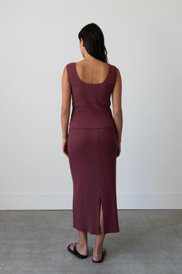 Waltz Ribbed Knit Midi Skirt