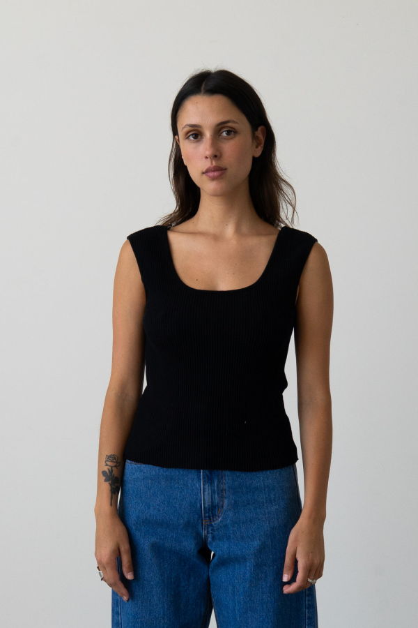 Waltz Ribbed Knit U-Neck Tank