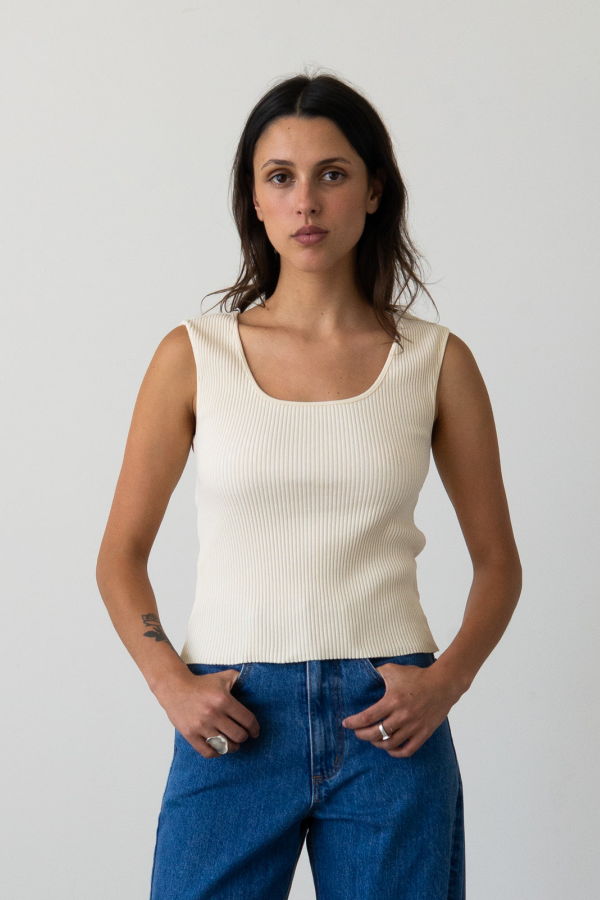 Waltz Ribbed Knit U-Neck Tank