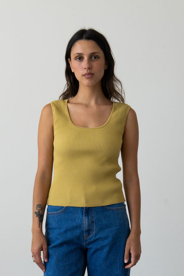 Waltz Ribbed Knit U-Neck Tank