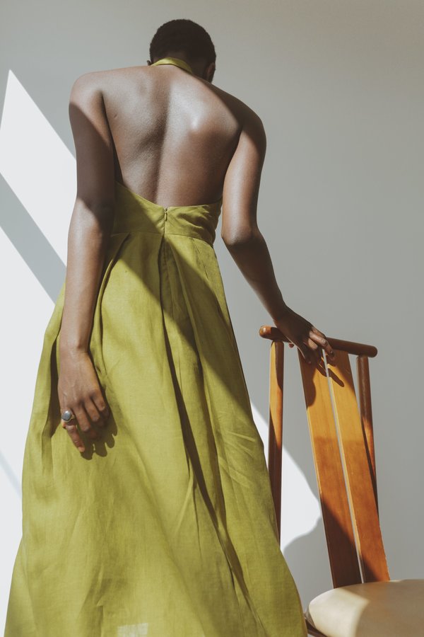 men green dress pants Marbella. Halter-Neck Linen Midi Dress – Bali Lane