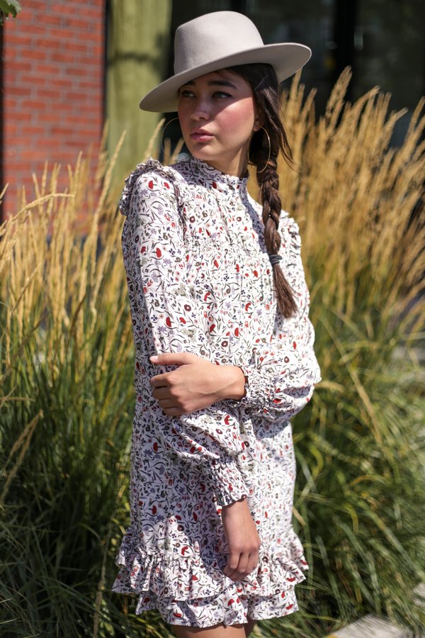 FRAME Denim Smocked Silk Shift Dress - Off White Multi | Garmentory FRAME Denim Smocked Silk Shift Dress - Off White Multi | Garmentory