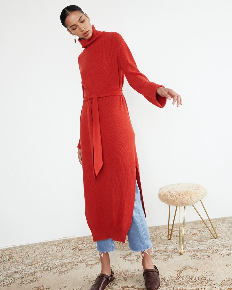 Nanushka Canaan Turtleneck Knit Dress - Red