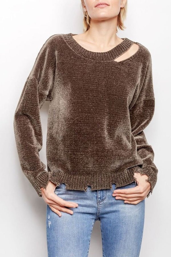 Generation Love Leslie Chenille Sweater Army Garmentory