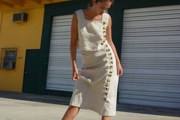 Norte Estelas Linen Skirt - Natural