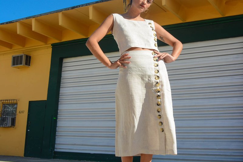 Norte Estelas Linen Skirt - Natural