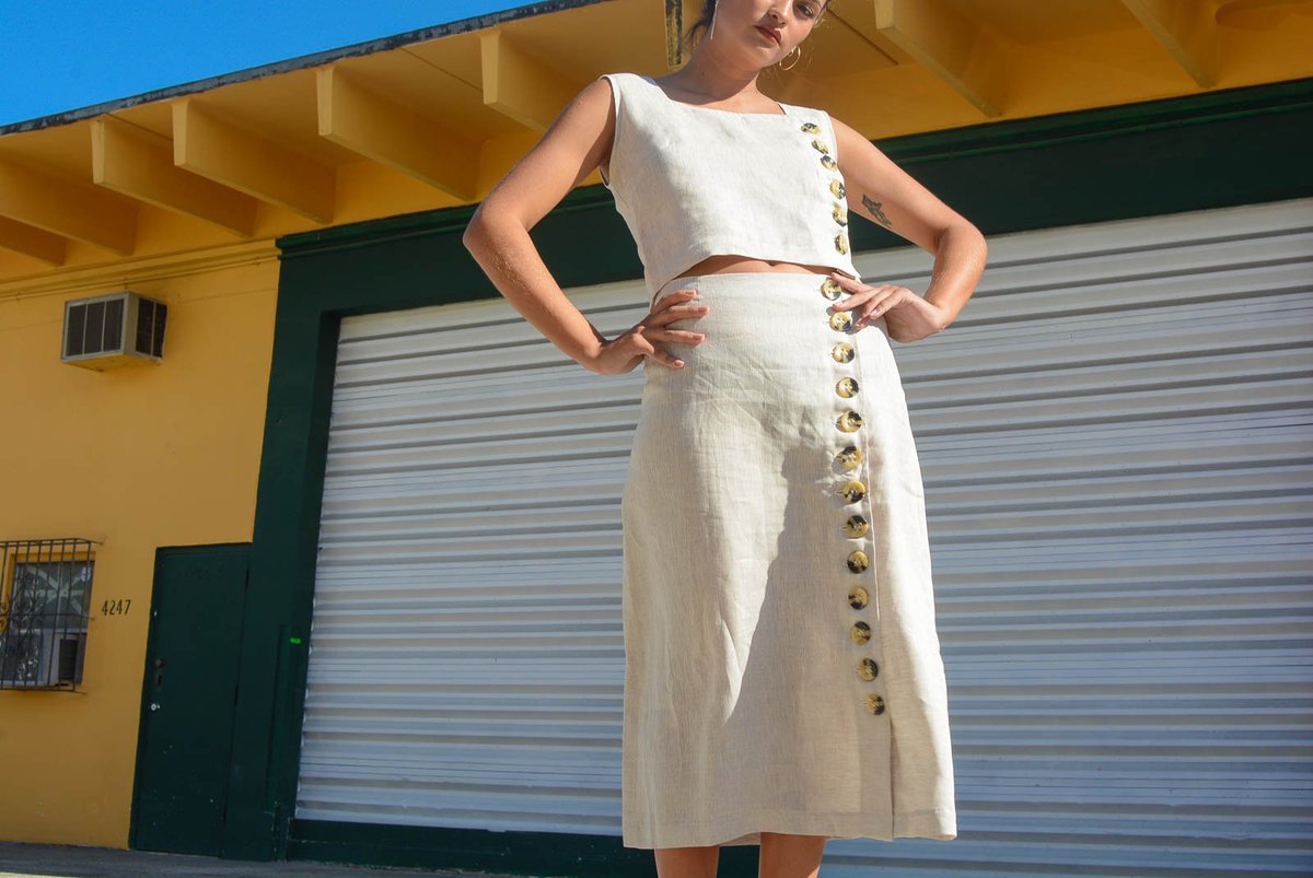 Norte Estelas Linen Skirt - Natural - Image 3 of 4