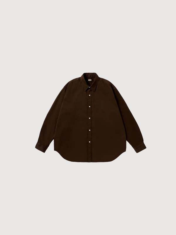A.Presse Double Weave Twill Regular Collar Shirt - Dark Olive A.Presse Double Weave Twill Regular Collar Shirt - Dark Olive