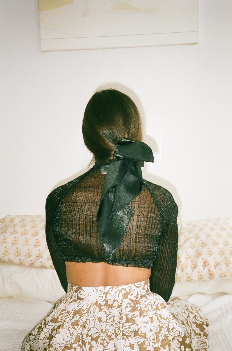 Kahle Pleated Cropped Cardigan - Black