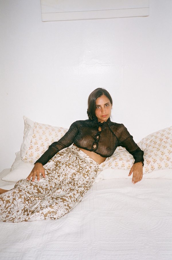 Kahle Pleated Cropped Cardigan - Black