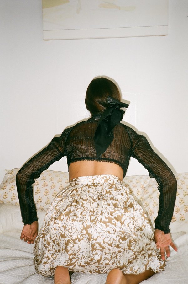 Kahle Pleated Cropped Cardigan - Black