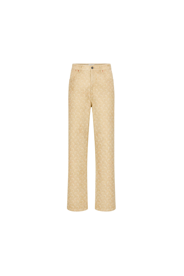 MARINE SERRE Faded Moon Denim Barrel Jeans - Dark Beige