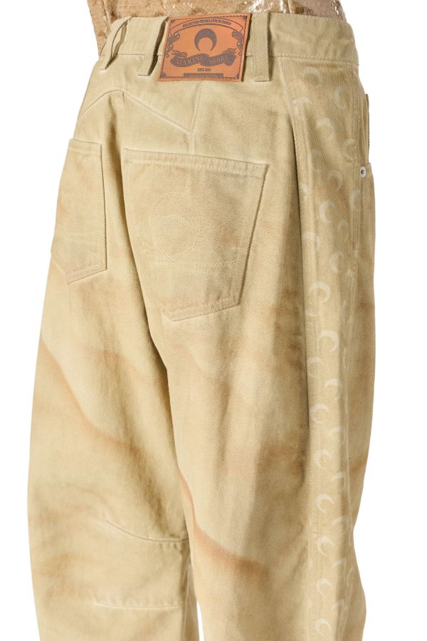 MARINE SERRE Faded Moon Denim Barrel Jeans - Dark Beige