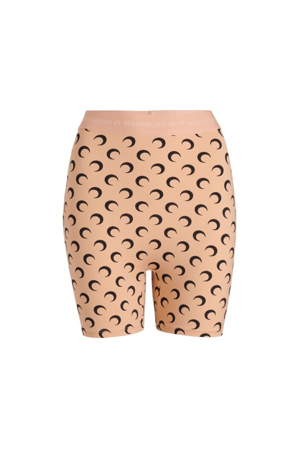 MARINE SERRE Moon Printed Jersey Biker Shorts - Tan
