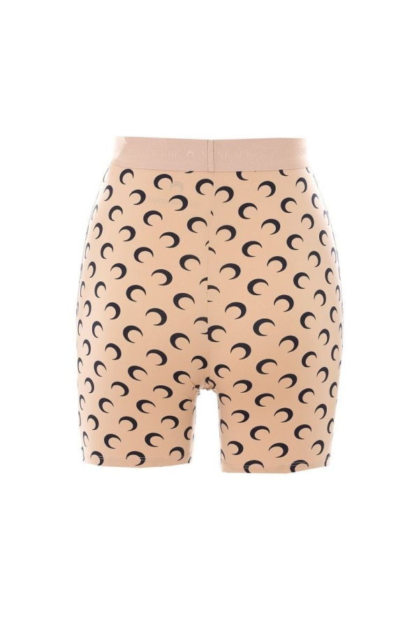 MARINE SERRE Moon Printed Jersey Biker Shorts - Tan