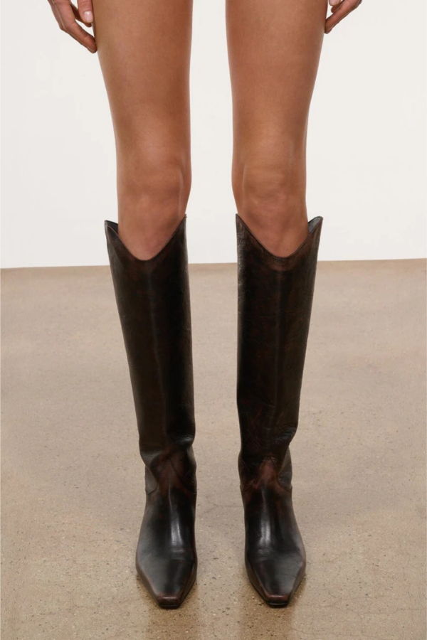 Staud Western Wally Boot - Espresso Distressed