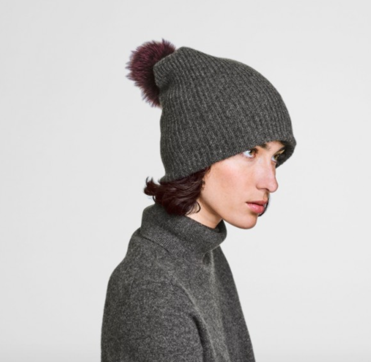 Women\'s White + Warren Black Charcoal Cashmere Hat One Size White + Warren Wool Knit Beanie - Grey Hats, Accessories  main image 4